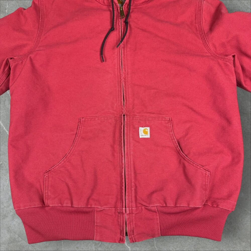 Carhartt WJ130 624 Rare Crab Apple Pink Quilted Hooded Canvas Active Jacket - Lg - Picture 6 of 8